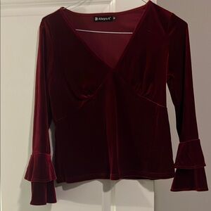 Allegra K Women's Velvet Top - Burgundy worn once